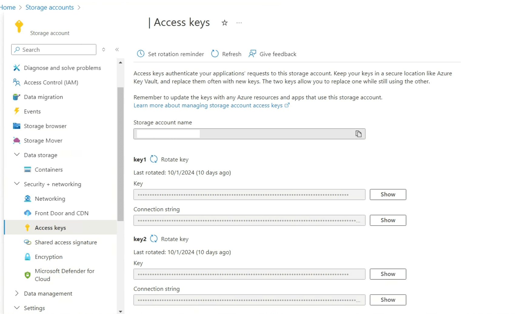 AzureStorageAccountAccessKeys